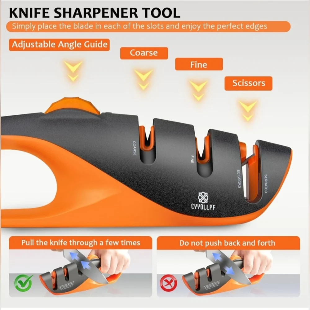 Knife Sharpener with‎ Adjustable Angle Guide Diamond And Tungsten Carbide